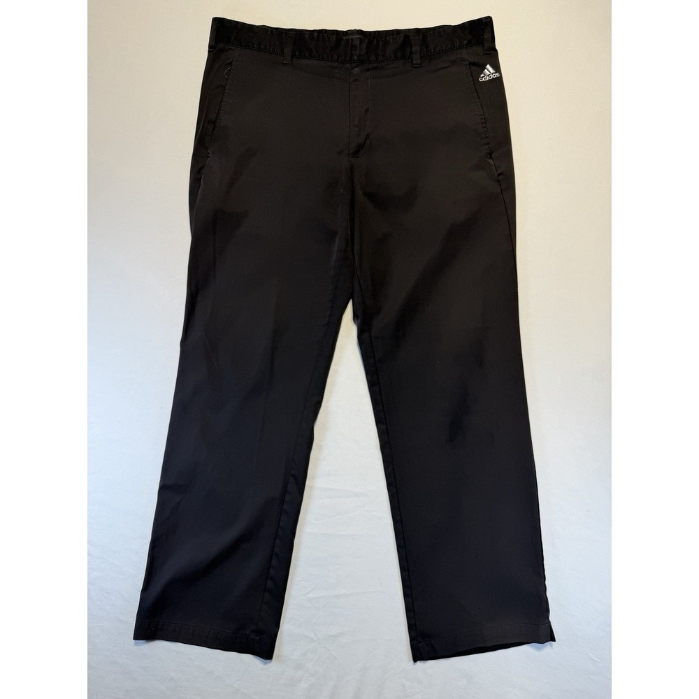 Adidas Golf Pants 36x30 Black Performance Stretch Flat Front Lightweight
